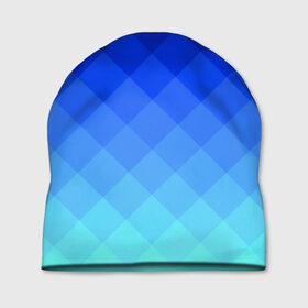 Шапка 3D с принтом Blue geometria в Кировске, 100% полиэстер | универсальный размер, печать по всей поверхности изделия | blue | geometria | абстракция | бирюза | бирюзовый | геометрия | куб | синий