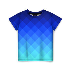 Детская футболка 3D с принтом Blue geometria в Кировске, 100% гипоаллергенный полиэфир | прямой крой, круглый вырез горловины, длина до линии бедер, чуть спущенное плечо, ткань немного тянется | blue | geometria | абстракция | бирюза | бирюзовый | геометрия | куб | синий