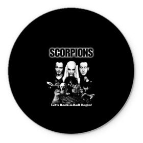 Коврик круглый с принтом Группа Scorpions в Кировске, резина и полиэстер | круглая форма, изображение наносится на всю лицевую часть | Тематика изображения на принте: scorpions | группа | скорпионс | хард | хардрок