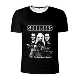 Мужская футболка 3D спортивная с принтом Группа Scorpions в Кировске, 100% полиэстер с улучшенными характеристиками | приталенный силуэт, круглая горловина, широкие плечи, сужается к линии бедра | scorpions | группа | скорпионс | хард | хардрок