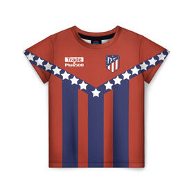 Детская футболка 3D с принтом Atletico Madrid Original #11 в Кировске, 100% гипоаллергенный полиэфир | прямой крой, круглый вырез горловины, длина до линии бедер, чуть спущенное плечо, ткань немного тянется | атлетико мадрид | полосы | эмблема