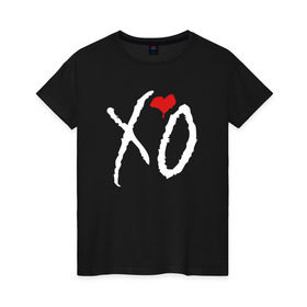 Женская футболка хлопок с принтом XO в Кировске, 100% хлопок | прямой крой, круглый вырез горловины, длина до линии бедер, слегка спущенное плечо | the weeknd