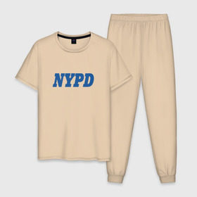 Мужская пижама хлопок с принтом NYPD в Кировске, 100% хлопок | брюки и футболка прямого кроя, без карманов, на брюках мягкая резинка на поясе и по низу штанин
 | new york police department | департамент | нью йорк