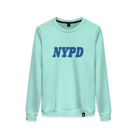 Женский свитшот хлопок с принтом NYPD в Кировске, 100% хлопок | прямой крой, круглый вырез, на манжетах и по низу широкая трикотажная резинка  | new york police department | департамент | нью йорк