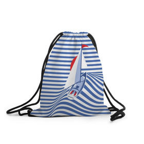 Рюкзак-мешок 3D с принтом Яхта в Кировске, 100% полиэстер | плотность ткани — 200 г/м2, размер — 35 х 45 см; лямки — толстые шнурки, застежка на шнуровке, без карманов и подкладки | Тематика изображения на принте: flag | joke | prank | sail | sea | stripes | water | waves | yacht vest | вода | волны | море | парус | полосы | прикол | тельняшка | флаг | шутка | яхта