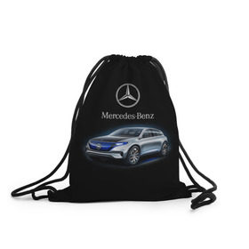 Рюкзак-мешок 3D с принтом Mercedes-Benz в Кировске, 100% полиэстер | плотность ткани — 200 г/м2, размер — 35 х 45 см; лямки — толстые шнурки, застежка на шнуровке, без карманов и подкладки | kомпания производитель легковых автомобилей премиального класса | немецкое качество