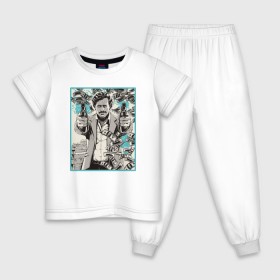 Детская пижама хлопок с принтом Пабло Эскобар в Кировске, 100% хлопок |  брюки и футболка прямого кроя, без карманов, на брюках мягкая резинка на поясе и по низу штанин
 | narco | доллары | оружие