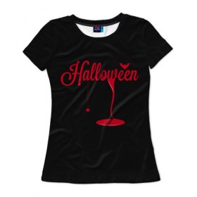 Женская футболка 3D с принтом Кровавый хэллоуин в Кировске, 100% полиэфир ( синтетическое хлопкоподобное полотно) | прямой крой, круглый вырез горловины, длина до линии бедер | 31 октября | halloween | день святых | праздник | праздник мертвых | тыква | хэллоуин
