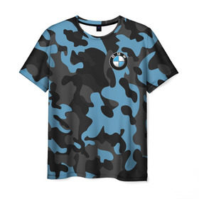 Мужская футболка 3D с принтом BMW Military brand color в Кировске, 100% полиэфир | прямой крой, круглый вырез горловины, длина до линии бедер | Тематика изображения на принте: bmw | автомобильные | бмв | машины