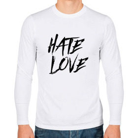 Мужской лонгслив хлопок с принтом FACE Hate Love в Кировске, 100% хлопок |  | face | hate | hatelove | rap | рэп | рэпер | фейс | фэйс