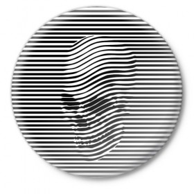 Значок с принтом Череп в Кировске,  металл | круглая форма, металлическая застежка в виде булавки | art | optical | skull | stripes | vest | искусство | оптическое | полосы | тельняшка | череп