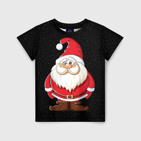 Детская футболка 3D с принтом Санта в Кировске, 100% гипоаллергенный полиэфир | прямой крой, круглый вырез горловины, длина до линии бедер, чуть спущенное плечо, ткань немного тянется | Тематика изображения на принте: christmas | new year | дед мороз | елка | зима | клаус | метель | мороз | новый год | праздник | рождество | санта | снег | снеговик | снегурочка