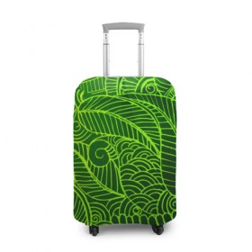 Чехол для чемодана 3D с принтом зеленые узоры в Кировске, 86% полиэфир, 14% спандекс | двустороннее нанесение принта, прорези для ручек и колес | green | абстракция | арт | восток | геометрия | зелень | индия | орнамент | роспись | узоры | цветы