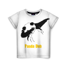 Детская футболка 3D с принтом Panda dub в Кировске, 100% гипоаллергенный полиэфир | прямой крой, круглый вырез горловины, длина до линии бедер, чуть спущенное плечо, ткань немного тянется | dab | dance | dub | movement | panda | движение | панда | танец