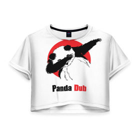 Женская футболка 3D укороченная с принтом Panda dub в Кировске, 100% полиэстер | круглая горловина, длина футболки до линии талии, рукава с отворотами | dab | dance | dub | movement | panda | движение | панда | танец