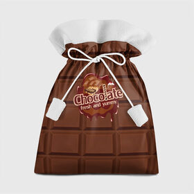 Подарочный 3D мешок с принтом Chocolate в Кировске, 100% полиэстер | Размер: 29*39 см | Тематика изображения на принте: chocolate | fresh | еда | плитка | сладости | шоколад