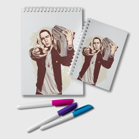 Блокнот с принтом Eminem Art в Кировске, 100% бумага | 48 листов, плотность листов — 60 г/м2, плотность картонной обложки — 250 г/м2. Листы скреплены удобной пружинной спиралью. Цвет линий — светло-серый
 | art | eminem | hip hop | rap | rap god | арт | брюс | бумбокс | маршалл | мэтерс | рэп | хим хоп | эминем