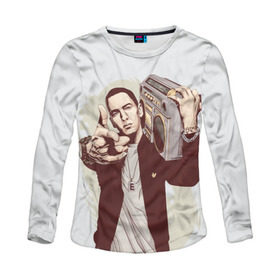 Женский лонгслив 3D с принтом Eminem Art в Кировске, 100% полиэстер | длинные рукава, круглый вырез горловины, полуприлегающий силуэт | art | eminem | hip hop | rap | rap god | арт | брюс | бумбокс | маршалл | мэтерс | рэп | хим хоп | эминем