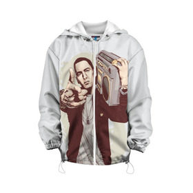 Детская куртка 3D с принтом Eminem Art в Кировске, 100% полиэстер | застежка — молния, подол и капюшон оформлены резинкой с фиксаторами, по бокам — два кармана без застежек, один потайной карман на груди, плотность верхнего слоя — 90 г/м2; плотность флисового подклада — 260 г/м2 | art | eminem | hip hop | rap | rap god | арт | брюс | бумбокс | маршалл | мэтерс | рэп | хим хоп | эминем
