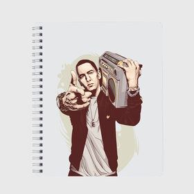 Тетрадь с принтом Eminem Art в Кировске, 100% бумага | 48 листов, плотность листов — 60 г/м2, плотность картонной обложки — 250 г/м2. Листы скреплены сбоку удобной пружинной спиралью. Уголки страниц и обложки скругленные. Цвет линий — светло-серый
 | Тематика изображения на принте: art | eminem | hip hop | rap | rap god | арт | брюс | бумбокс | маршалл | мэтерс | рэп | хим хоп | эминем