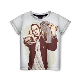 Детская футболка 3D с принтом Eminem Art в Кировске, 100% гипоаллергенный полиэфир | прямой крой, круглый вырез горловины, длина до линии бедер, чуть спущенное плечо, ткань немного тянется | art | eminem | hip hop | rap | rap god | арт | брюс | бумбокс | маршалл | мэтерс | рэп | хим хоп | эминем