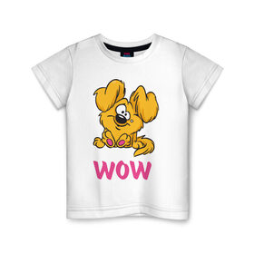 Детская футболка хлопок с принтом Wow в Кировске, 100% хлопок | круглый вырез горловины, полуприлегающий силуэт, длина до линии бедер | 