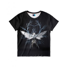 Детская футболка 3D с принтом Птица-гром в Кировске, 100% гипоаллергенный полиэфир | прямой крой, круглый вырез горловины, длина до линии бедер, чуть спущенное плечо, ткань немного тянется | Тематика изображения на принте: мифические животные | мифы