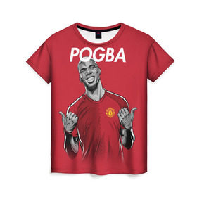 Женская футболка 3D с принтом Pogba Manchester United в Кировске, 100% полиэфир ( синтетическое хлопкоподобное полотно) | прямой крой, круглый вырез горловины, длина до линии бедер | Тематика изображения на принте: mu | paul | pogba | манчестер юнайтед | мю | погба | форма