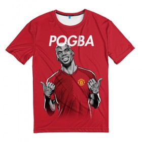 Мужская футболка 3D с принтом Pogba Manchester United в Кировске, 100% полиэфир | прямой крой, круглый вырез горловины, длина до линии бедер | Тематика изображения на принте: mu | paul | pogba | манчестер юнайтед | мю | погба | форма