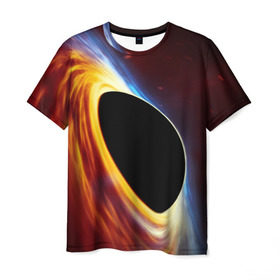 Мужская футболка 3D с принтом Black planet в Кировске, 100% полиэфир | прямой крой, круглый вырез горловины, длина до линии бедер | Тематика изображения на принте: black hole | planet | space | астрономия | вселенная | звёзды | космос | млечный путь | планета | чёрная дыра