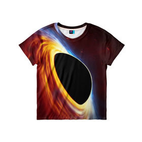 Детская футболка 3D с принтом Black planet в Кировске, 100% гипоаллергенный полиэфир | прямой крой, круглый вырез горловины, длина до линии бедер, чуть спущенное плечо, ткань немного тянется | black hole | planet | space | астрономия | вселенная | звёзды | космос | млечный путь | планета | чёрная дыра