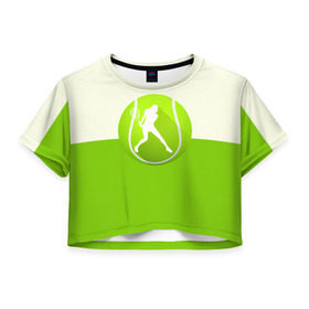 Женская футболка 3D укороченная с принтом Теннис в Кировске, 100% полиэстер | круглая горловина, длина футболки до линии талии, рукава с отворотами | sport | логотип | мяч | спорт | теннис