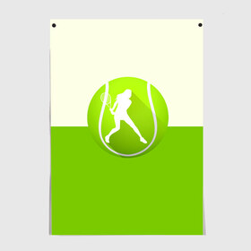 Постер с принтом Теннис в Кировске, 100% бумага
 | бумага, плотность 150 мг. Матовая, но за счет высокого коэффициента гладкости имеет небольшой блеск и дает на свету блики, но в отличии от глянцевой бумаги не покрыта лаком | sport | логотип | мяч | спорт | теннис