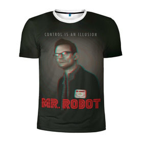 Мужская футболка 3D спортивная с принтом Mr Robot в Кировске, 100% полиэстер с улучшенными характеристиками | приталенный силуэт, круглая горловина, широкие плечи, сужается к линии бедра | Тематика изображения на принте: 