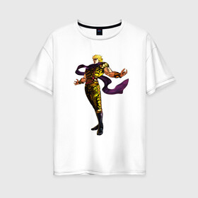 Женская футболка хлопок Oversize с принтом Дио Брандо в Кировске, 100% хлопок | свободный крой, круглый ворот, спущенный рукав, длина до линии бедер
 | anime | jojo | jojos bizarre adventure | аниме | дио брандо