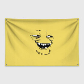 Флаг-баннер с принтом Yoba в Кировске, 100% полиэстер | размер 67 х 109 см, плотность ткани — 95 г/м2; по краям флага есть четыре люверса для крепления | Тематика изображения на принте: yoba | ехидный блинчик | имиджборды | колобок | мемы | пека фейс