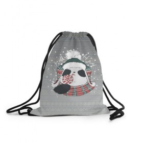 Рюкзак-мешок 3D с принтом So cold, but sweet в Кировске, 100% полиэстер | плотность ткани — 200 г/м2, размер — 35 х 45 см; лямки — толстые шнурки, застежка на шнуровке, без карманов и подкладки | зима | новый год | панда | подарок | рождество