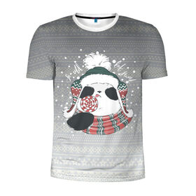Мужская футболка 3D спортивная с принтом So cold, but sweet в Кировске, 100% полиэстер с улучшенными характеристиками | приталенный силуэт, круглая горловина, широкие плечи, сужается к линии бедра | зима | новый год | панда | подарок | рождество