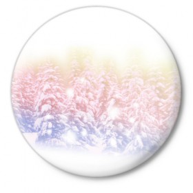 Значок с принтом Зимний лес в Кировске,  металл | круглая форма, металлическая застежка в виде булавки | Тематика изображения на принте: зима | рождество