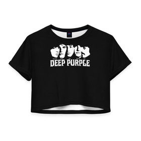 Женская футболка 3D укороченная с принтом Deep Purple в Кировске, 100% полиэстер | круглая горловина, длина футболки до линии талии, рукава с отворотами | album | british | deep purple | england | heavy metal | rock group | альбом | англия | британская | рок группа | хеви металл