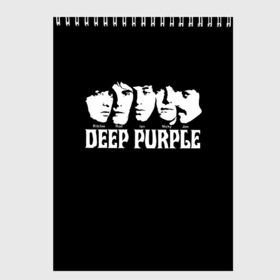 Скетчбук с принтом Deep Purple в Кировске, 100% бумага
 | 48 листов, плотность листов — 100 г/м2, плотность картонной обложки — 250 г/м2. Листы скреплены сверху удобной пружинной спиралью | Тематика изображения на принте: album | british | deep purple | england | heavy metal | rock group | альбом | англия | британская | рок группа | хеви металл