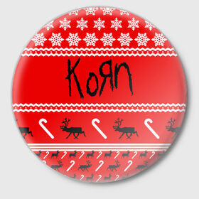 Значок с принтом Праздничный Korn в Кировске,  металл | круглая форма, металлическая застежка в виде булавки | 