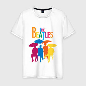 Мужская футболка хлопок с принтом The beatles в Кировске, 100% хлопок | прямой крой, круглый вырез горловины, длина до линии бедер, слегка спущенное плечо. | bright | british | legendary | liverpool | rainbow | rock group | spectrum | the beatles | яркие цвета
