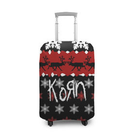 Чехол для чемодана 3D с принтом Праздничный Korn в Кировске, 86% полиэфир, 14% спандекс | двустороннее нанесение принта, прорези для ручек и колес | korn | koяn | альтернативный | брайан филипп уэлч | группа | джеймс | джонатан дэвис | знак | корн | коян | красный | манки | метал | надпись | новогодний | новый год | нюметал | праздник
