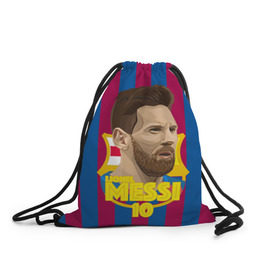 Рюкзак-мешок 3D с принтом Lionel Messi Barcelona в Кировске, 100% полиэстер | плотность ткани — 200 г/м2, размер — 35 х 45 см; лямки — толстые шнурки, застежка на шнуровке, без карманов и подкладки | barca | barcelona | barsa | barselona | kit | leo | mesi | messi | барса | барселона | лео | лионель | меси | месси