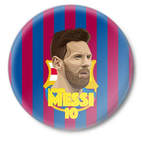 Значок с принтом Lionel Messi Barcelona в Кировске,  металл | круглая форма, металлическая застежка в виде булавки | barca | barcelona | barsa | barselona | kit | leo | mesi | messi | барса | барселона | лео | лионель | меси | месси