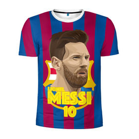Мужская футболка 3D спортивная с принтом Lionel Messi Barcelona в Кировске, 100% полиэстер с улучшенными характеристиками | приталенный силуэт, круглая горловина, широкие плечи, сужается к линии бедра | barca | barcelona | barsa | barselona | kit | leo | mesi | messi | барса | барселона | лео | лионель | меси | месси