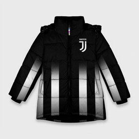 Зимняя куртка для девочек 3D с принтом Juventus 2018 Line в Кировске, ткань верха — 100% полиэстер; подклад — 100% полиэстер, утеплитель — 100% полиэстер. | длина ниже бедра, удлиненная спинка, воротник стойка и отстегивающийся капюшон. Есть боковые карманы с листочкой на кнопках, утяжки по низу изделия и внутренний карман на молнии. 

Предусмотрены светоотражающий принт на спинке, радужный светоотражающий элемент на пуллере молнии и на резинке для утяжки. | fc | juventus | спорт | фк | футбол | ювентус