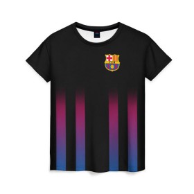 Женская футболка 3D с принтом FC Barcelona Color Line в Кировске, 100% полиэфир ( синтетическое хлопкоподобное полотно) | прямой крой, круглый вырез горловины, длина до линии бедер | fc barcelona | fcb | барселона | спорт | спортивные | фк | футбол