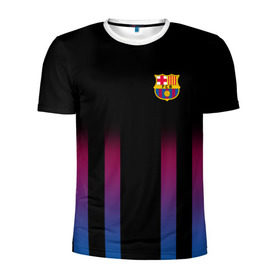 Мужская футболка 3D спортивная с принтом FC Barcelona Color Line в Кировске, 100% полиэстер с улучшенными характеристиками | приталенный силуэт, круглая горловина, широкие плечи, сужается к линии бедра | Тематика изображения на принте: fc barcelona | fcb | барселона | спорт | спортивные | фк | футбол